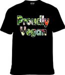 Wyw men's women's half sleeve round neck graphic printed proudly vegan cotton t shirt (X-large, Black)