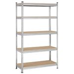 Yaheetech 5-Tier Metal Garage Shelves Steel Storage Rack Shelf Unit Heavy Duty Adjustable Utility Shelves for Warehouse, Garage, Living Room, 112 x 45 x 186cm, Silver