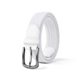 PlusZis Elastic Braided Belt, Stretch Woven Casual Belt 1 3/8", With Gif Box. (White, 36"-40" Waist Adjustable)…