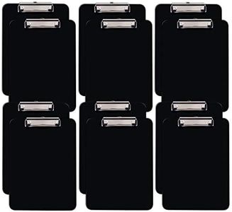 Black Plastic Clipboards, 12 Pack, Durable, 12.5 x 9 Inch, Low Profile Clip, by Better Office Products, Black, Set of 12