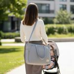 R for Rabbit Caramello Tote Baby Diaper Bag with Changing Mat for Mother, Waterproof, Large Capacity Multifunctional Maternity Nursing Travel Hand Bag with Sling for Moms (Grey)
