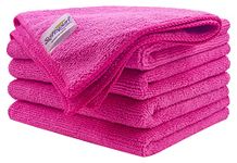 SOFTSPUN Microfiber Cloth (5pcs - 40x60cms -340GSM) Pink, Super Soft Absorbent Cleaning Towels Cleans & Polishes everything in your home.