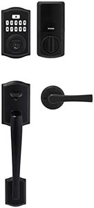 Weiser Matte Black Front Door Lock and Handle Set with SmartCode Keypad Door Lock, Prescott Handleset and Interior Door Handle, Keyless Entry Door Lock, Front Door Handles with Deadbolt Lock
