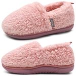 COFACE Womens Slippers Fuzzy Memory Foam Soft Plush Sherpa Fleece Lining Slippers For Women With Cozy Cushion Ladies Lightweight Warm Cloud Slippers Pink Size 10