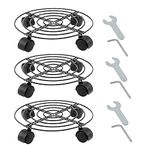 3 Pack Plant Caddy with Wheels 27cm Round Metal Potted Trolley Heavy Duty Movable Metal Plant Dolly for Indoor Outdoor Home Garden Tools