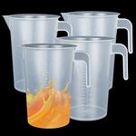 AKOLAFE 4 Pack 2 Liter Liquid Measuring Cups 64 Ounce Each Plastic Water Pitcher 8 Cup Measuring Cup 1/2 Gallon Pitcher with Spout & Handle Graduated Measuring & Mixing Pitchers for Drinks