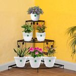 Urban Plant 3 Tier Decorative Corner Pot Stand Metal Flower Pot Display Stand for Indoor and Outdoor Use