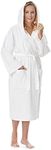 Arus Women's Classic Hooded Bathrobe Turkish Cotton Terry Cloth Robe (L,White)