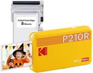 KODAK Mini 2 Retro 4PASS Portable Photo Printer (2.1x3.4") + 8 Sheets, Black Premium Quality-Yellow