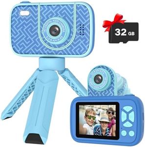 Mgaolo Kids Camera with Flip Lens & Tripod Stand, 1080P HD Digital Camera for Children, 32GB SD Card, 2.4" Screen, Selfie Mode - Boys Girls Ages 3-12 (Blue)