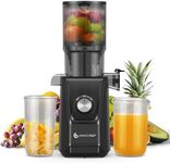 Cold Press Juicer - 4.25 IN Large Feed Chute Juicer Machine for Whole Fruit - Anti Drip Slow Juicer with Reverse Function - Masticating Juicer with Double-Layer Filter, Quiet Motor, Black