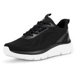 FitVille Extra Wide Walking Shoes for Men Slip On Arch Support Road Running Shoes Lightweight Athletic Sneakers for Gym Fitness Jogging Walking Black