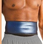 baxobaso Waist trainer Slimmer Wrap for Men Sauna Belt Workout Slim Body Sweat Wrap for Stomach and Back Lumbar Support Blue L/XL