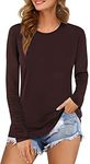 Ladies Womens Plain Long Sleeve Round Neck Top Basic T Shirt Layering Plus Sizes UK 8-18 (XL (UK 16-18), Brown)