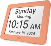 Robin Clock 2024 with Day and Date for Elderly, Clocks for Seniors, Dementia Clock, Digital Calendar Clock Elderly, Bedside Clocks Seniors, Alzheimers Products, Dementia Clocks Extra Large, Orange