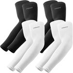 YQXCC 4 Pairs UV Sun Protection Arm Sleeves - Tattoo Cover Up - UPF 50 Sports Compression Cooling Sleeve for Men & Women