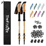 TheFitLife Trekking Poles for Hiking and Walking - Lightweight 7075 Aluminum with Metal Flip Lock and Natural Cork Grip, Walking Sticks for Men, Women, Collapsible, Telescopic, Camping Gear