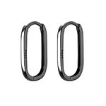 Reffeer 925 Sterling Silver U Hoop Earrings for Women Teens Minimalist Square Hoop Earrings U Huggie Earrings (C-VBlack)