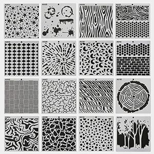 DACUAN Drawing Painting Stencils Set, 16pcs Art Templates for Crafts Reusable Painting Template Stencils DIY Scrapbook Plastic Stencils for Painting on Wood Home Wall DIY Supplies