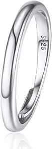 ChicSilver Bague Ouverte Femme Argent 925-Large Anneau Réglable Ajustable Taille 51 à 66-Bijoux Simple pour Cadeau Anniversaire Noel Femmes et Filles