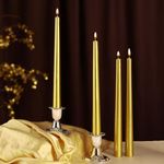 PROSPERRO LUMO by Parkash Candles Unscented Dripless Taper Candles || 10 Inch x 0.75 Inch || Candle Light Dinner || Spell || Set of 4 || Paraffin Wax (Golden)