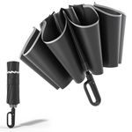 cuysfead Inverted Travel Umbrella with Carabiner Handle,Large Compact Umbrella for Rain and UV Protection,10 Ribs Windproof Reverse Umbrella with Reflective Strip,Auto Open Close for Women Men,Black