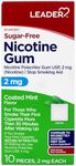 Leader Nicotine Gum Stop Smoking Aid, 2 mg, Nicotine Transdermal System, Mint, Polacrilex Quit Smoking with Behavioral Support Program, Sugar Free, 10 Count