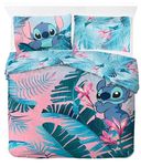 Jay Franco Disney Lilo & Stitch Floral 100% Cotton Double Duvet Cover Set - Includes 50 x 70cm Pillowcase