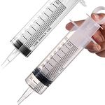 2 Pack Large Syringes, Large Plastic Garden Industrial Syringes for Scientific Labs, Measuring, Watering, Refilling, Filtration Multiple Uses (100 ML)