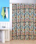 Emery Fabric Shower Curtain, 70"x70", Colorful Floral Geometric Printed Design