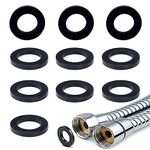 QISF Shower Hose Washers,10 Pack Shower Head Washers Rubber Washers Seals,1/2 Inch Hose Washer Seal for Shower Head and Hose(Black)