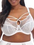 Elomi Women's Plus Size Brianna Strappy Underwire Plunge Bra, White, 36H