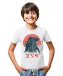 THREADCURRY Japanese Monster | Movie Adventure Cotton Graphic Printed Tshirt for Boys White 8-9 Years