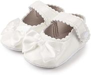 ohsofy Infant Baby Girls Mary Jane Flats Soft Sole Non-Slip Bowknot Princess Wedding Dress Shoes Toddler Crib Shoes