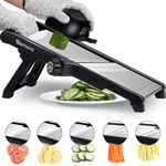 Mandoline Slicer, Vegetable Mandolin Slicer for Kitchen, Adjustable Thickness by One-Knob Control, Veggie Fruit Potato Slicer Julienne, with Safety Gloves