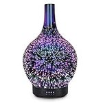 Essential Oil Diffuser Glass Aromatherapy Electric Ultrasonic Cool Mist Aroma Diffuser Scented Oil 3D Firework Diffusers, Whisper Quiet Waterless Auto Shut-Off for Home Office SPA Yoga 120ml