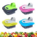 Aodaer 4 Piece Vegetable Brush Potato Scrubber Brush Silicone Hard and Soft Side Fruit Cleaning Tools for Delicate or Tough-Skinned Vegetables