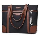 Laptop Bag for Women, Chasechic Water-Resistant Classic Work Tote Shoulder Bag fits 15.6 Inch Laptop with Luggage Strap Brown