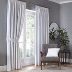 Fusion - White Blackout Curtains W66 x L72x (168 x 183cm) - Pencil Pleat Curtains in Plain White - 2x Panels - Thermal Curtains for Bedroom & Living Room - Pleated Curtains and Drapes in White