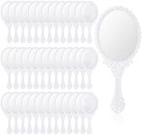 40 Pcs Vintage Handheld Mirror Retro Hand Held Mirror Vintage Hand Mirror Hand Mirrors with Handle Plastic Hand Held Mirrors for Kids Cute Compact Mirror for Girls (White)