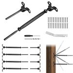 Steel DN Mate 10pairs Black Cable Railing Kit, T316 Stainless Steel 1/8” Swage Toggle Turnbuckle Hardware for Wood Posts, Stair Deck Cable Railing System, 180°Adjustable Angle Wire Railing Kit BH10