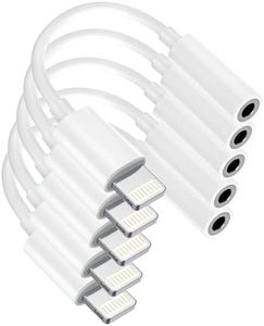 [Apple MFi Certified] 5 Pack for iPhone 3.5mm Headphones Adapter, Lightning to 3.5 mm Headphone/Earphone Jack Converter Audio Aux Dongle Compatible with iPhone 14 13 12 11 Pro XR XS Max X 8 7