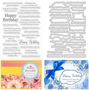 ORIGACH Birthday Sayings Clear Stamps and Cutting Dies Set for Card Making Birthday Silicone Stamp Punching for DIY Scrapbooking Album Decorative