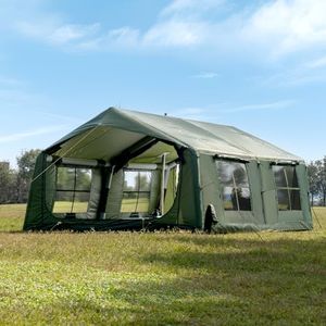 Inflatable Camping Tent with Hand Pump, Easy Assemble Waterproof Windproof Outdoor Inflatable Camping Tent for 4-12 Person Oxford Glamping (Green/8-12 Pers (480x360x220cm))