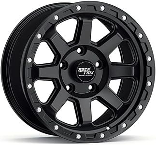 RockTrix RT116 17 inch Wheel Compatible with Jeep Wrangler JK JL 17x9 5x5 Wheels (+12mm Offset, 5.5in Backspace) 5x5 PCD, 71.5mm Bore, Black, Also fits Commander Grand Cherokee Gladiator JT Rims