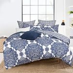 PHF Ultra Soft Paisley Duvet Cover King Size, Printed Bedding Set 3 Pieces, Comfy Farmhouse Pattern Duvet Cover Set with 2 Pillow Shams, Zipper Closure and 8 Ties, 104"x90", Royal Blue & White