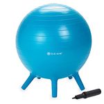 Gaiam Kids Stay-N-Play Children's Inflatable Balance Ball Desk Chair with Stability Legs - Flexible Classroom Seating, Blue, 52cm