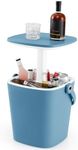 COSTWAY Outdoor Cooler Table, 4-Gallon Portable Cooler Side Bar Table with Handle, Lift Top Lid and Bottle Opener, Patio Furniture Cocktail Drink Table for Party Beer Wine Beverage (Blue)