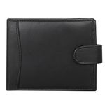 RAS WALLETS Men's RFID Passcase Trifold Rela Leather Wallet Multi Card Slots with Zip Coin Pocket Pouch 304 (Black)