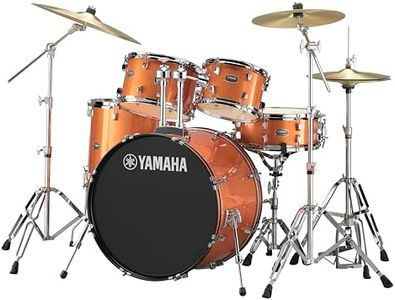 Yamaha Rydeen 5-Piece Drum Set With 22" Bass Drum, Floor Tom, 2 Toms With Ball Clamp And Wood Snare Drum, Orange Glitter